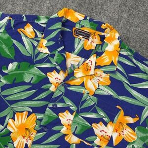 Vintage Barnaby Mens Hawaiian Aloha Camp Shirt Sz 2XL Rayon Floral Tropical Blue
